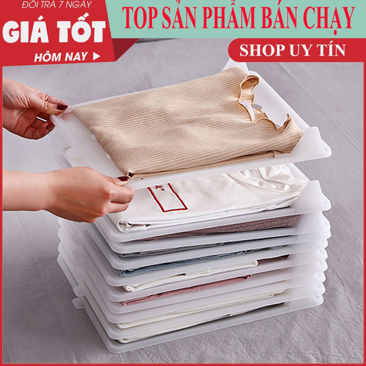 Set 10 khay xếp quần áo thông minh EZSTAX - Khay xếp quần áo siêu nhanh và tiện lợi, khay xếp quần áo thông minh -Khay Đựng Đồ Quần Áo, Đồ Lót Đa Năng Nhựa PP Cao Cấp