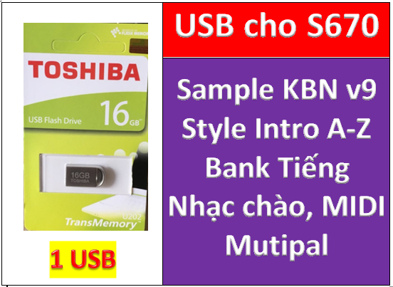 USB mini Sample KBN v9 cho đàn organ yamaha PSR-S670, Style, nhạc chào, midi + Full dữ liệu làm show
