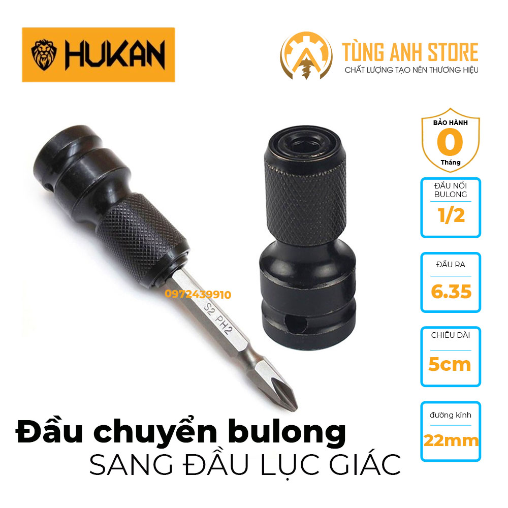 Đầu chuyển bulong 1/2 sang bắn vít chuôi lục giác