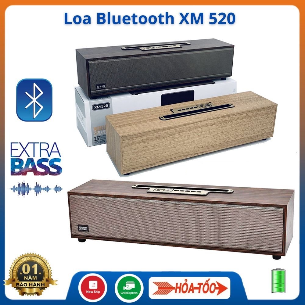Loa Bluetooth XM 520 Vỏ Gỗ Bass Khoẻ Siêu Hay, Công Suất 20W siêu trầm, Có Giá Đỡ Điện Thoại Tiện Lợi - TuHaiStore