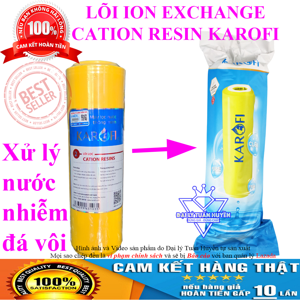 Lõi ION EXCHANGE (Cation Resins) Karofi chính hãng xử lý nước cứng , nước nhiễm đá vôi