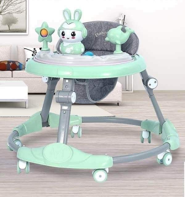 XE TRÒN TẬP ĐI khung to đầu thú không tay đẩy  có nhạc cho bé 2 trong 1