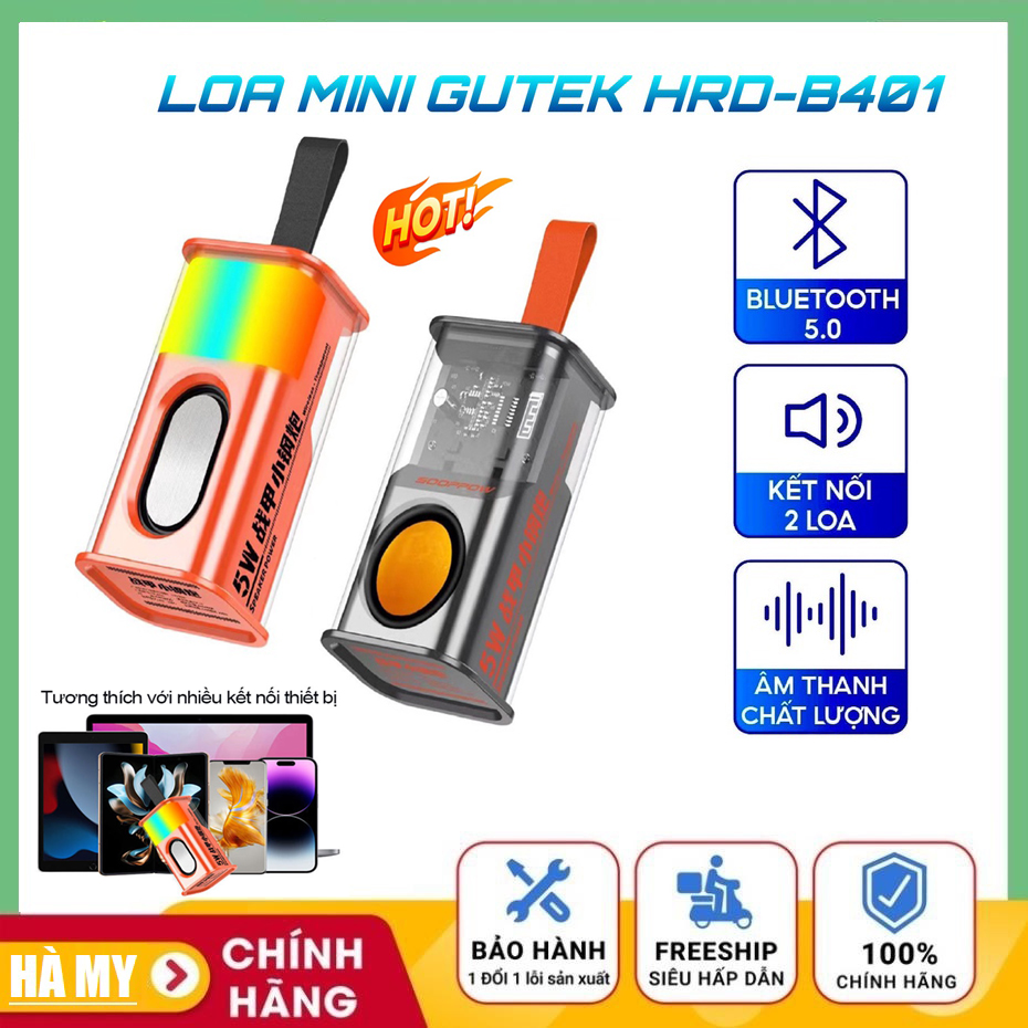 Combo 2 Loa bluetooth mini Gutek HDR-B401 nghe nhạc không dây bass mạnh,Mua loa karaoke bluetooth giá rẻ tại HAMYSHOP8