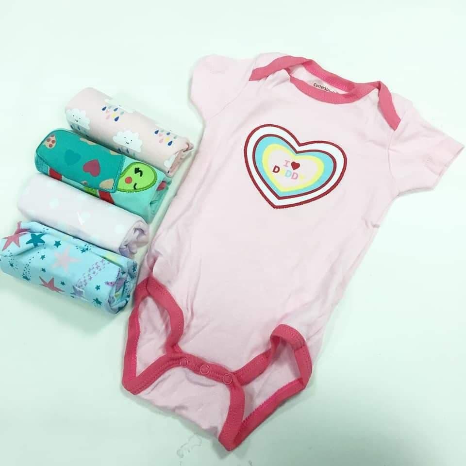 Set 5 bộ body tay ngắn cater's cho bé gái. Set 5 áo liền quần cho bé gái