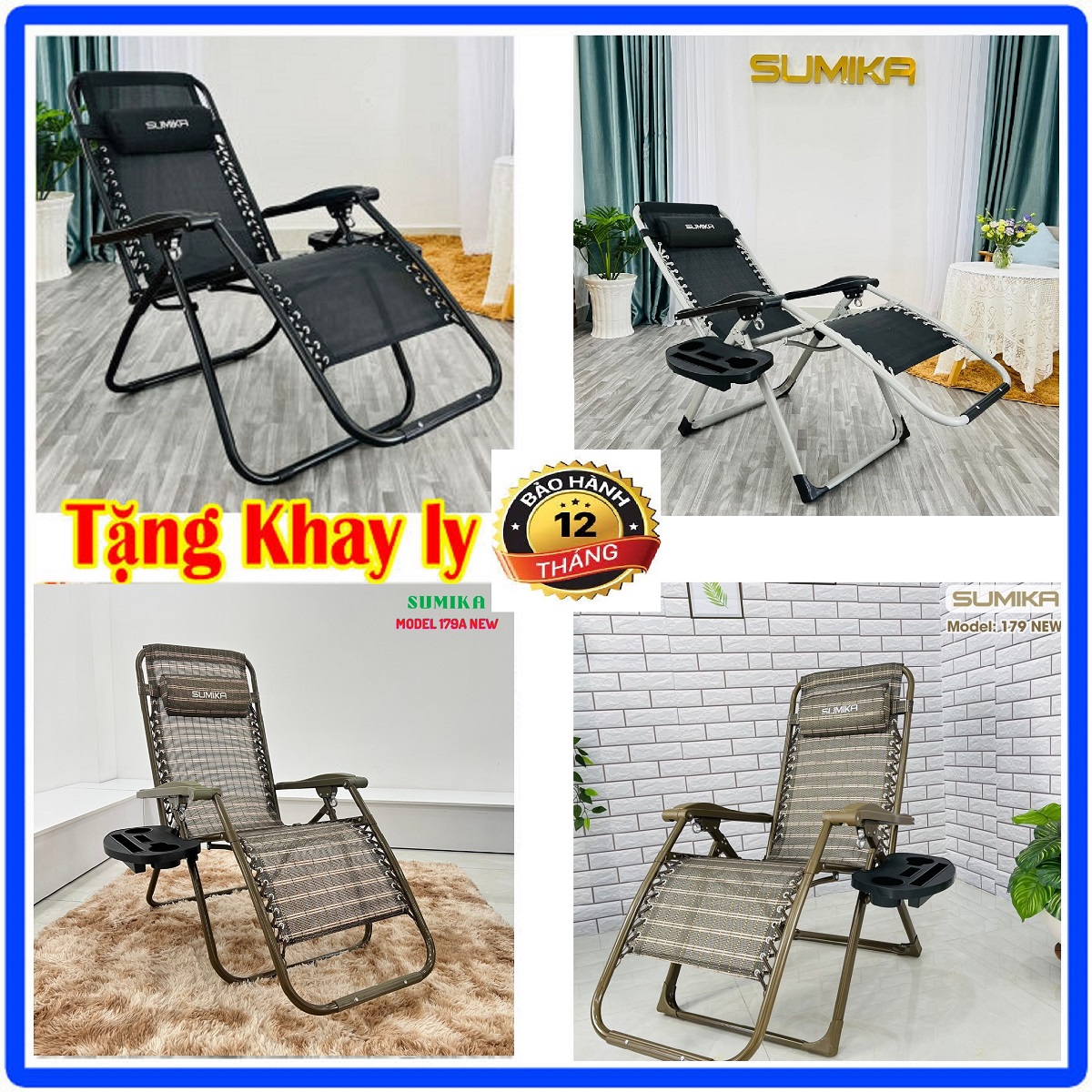 Ghế Gấp Gọn Văn Phòng, Ghế Xếp Thư Giản SUMiKa SK179 SK179A (Màu Đen Và Màu Đồng ) KHÓA KIM LOẠI -  Tặng Khay Đựng Vật Dụng