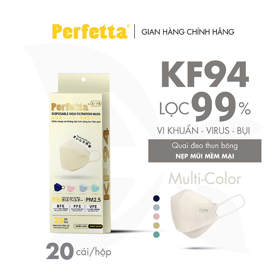 Khẩu Trang Y Tế Perfetta KF94 Thanh Nẹp Mũi Mềm Mại