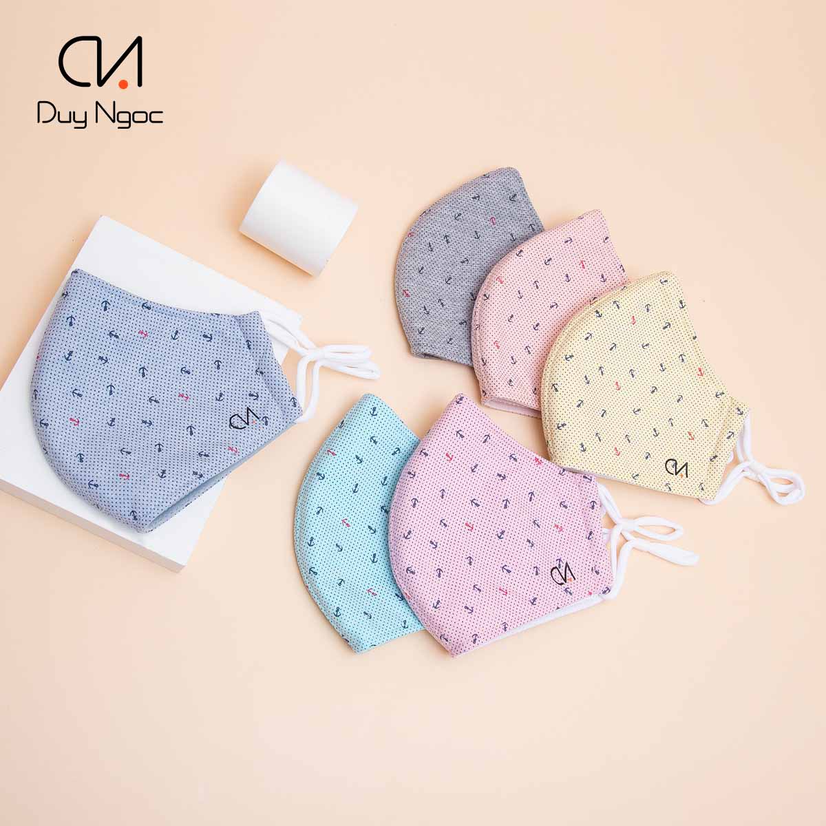 Khẩu Trang Mỏ Neo Duy Ngọc Cao Cấp, hàng chính hãng, chất liệu vải Cotton, họa tiết Mỏ Neo (1052)