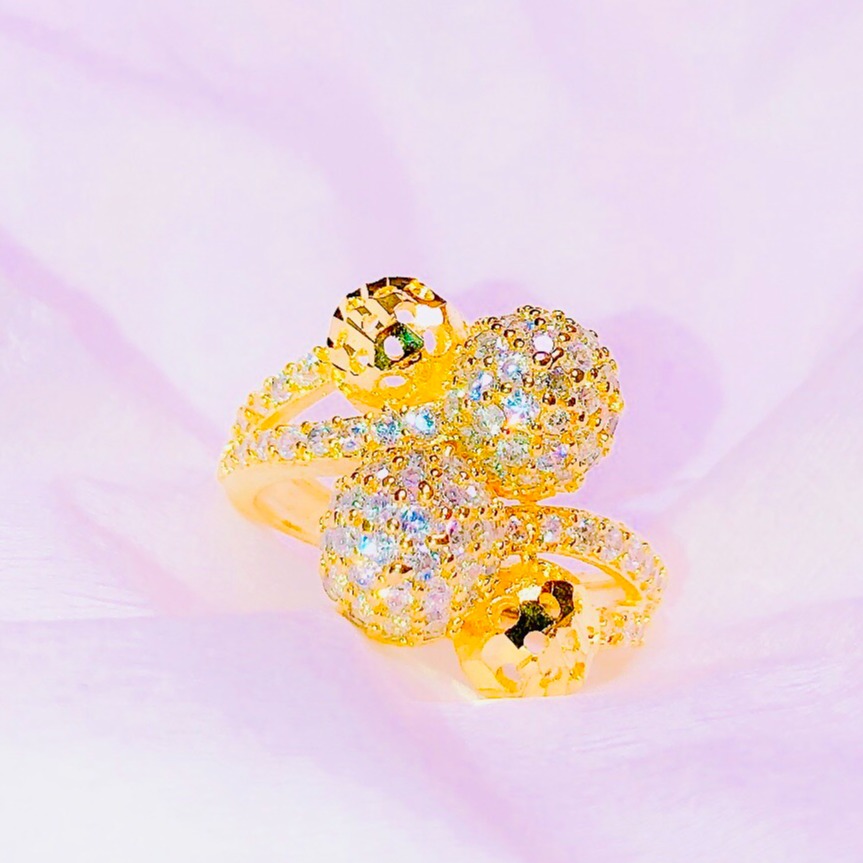 Nhẫn nữ đẹp, nhẫn nữ vàng non 24k đẹp, nhẫn mạ vàng thật 18k đính đá pha lê, nhẫn nữ thời trang xinh đẹp, nhẫn vàng cưới Trang Sức Miga N001 - đeo làm công sở cực sang chảnh và quý phái