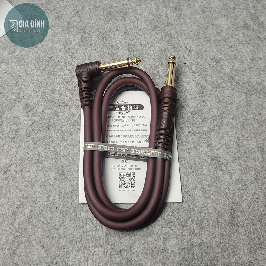 Dây jack 2 đầu 6 ly jsj - 1 đầu gập - đầu đồng nguyên chất dài 1m