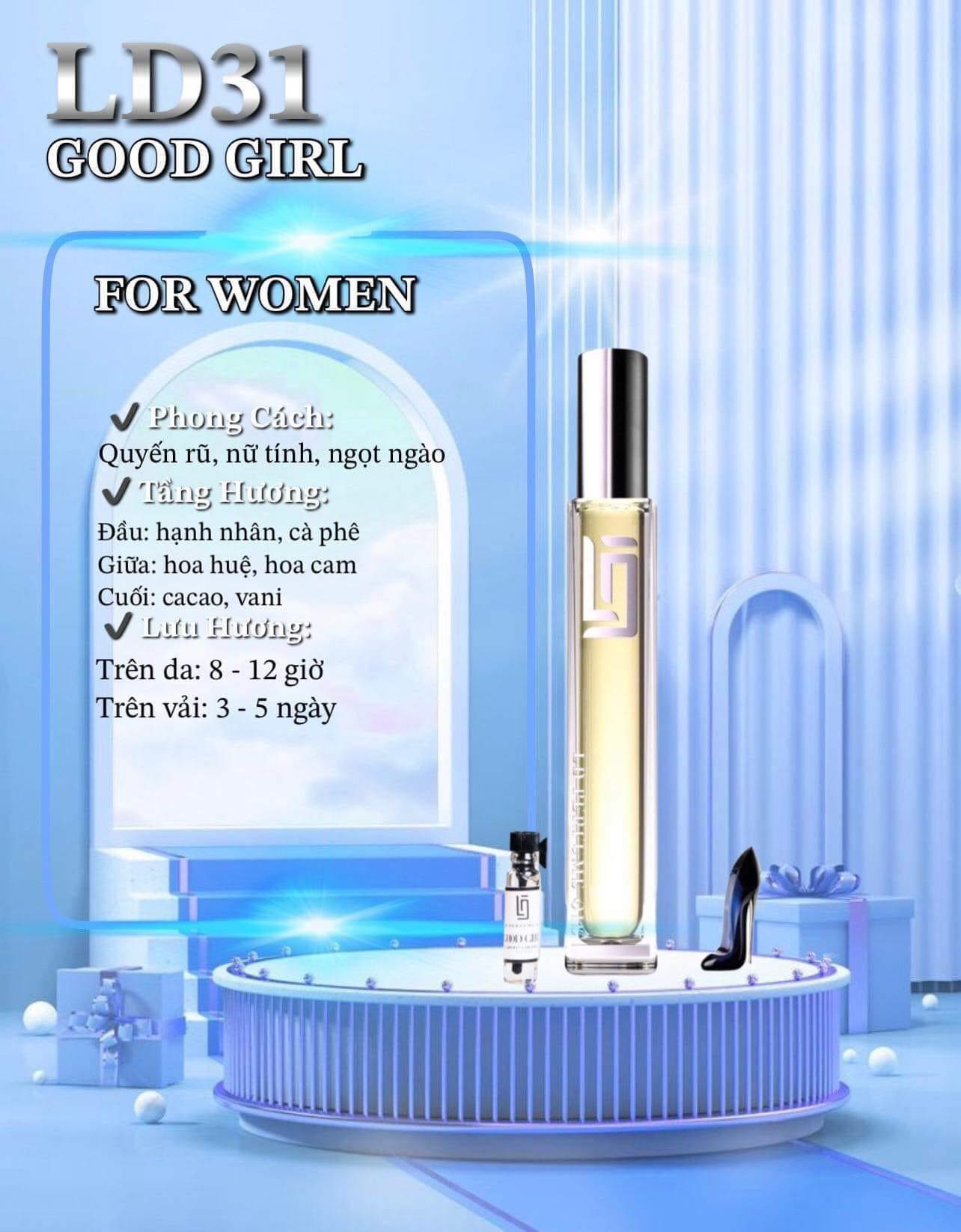 Tinh dầu nước hoa nữ ld31 good girl 12ml - ld perfume oil