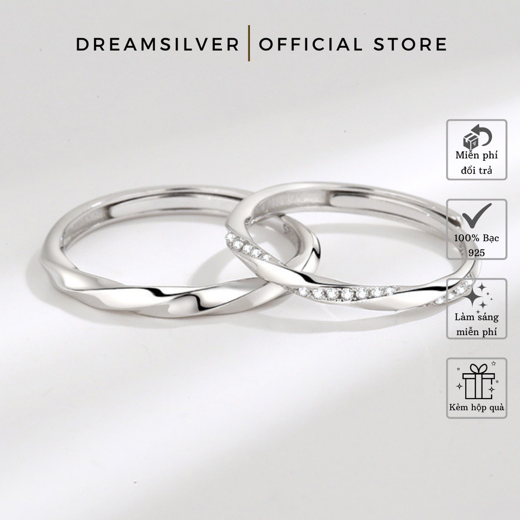 Nhẫn đôi bạc dreamsilver, nhẫn cặp my fiancé chỉnh được size nd038