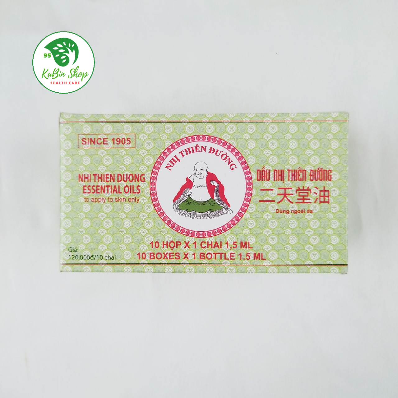 1 lốc 10 chai dầu gió nhị thiên đường 1.5ml