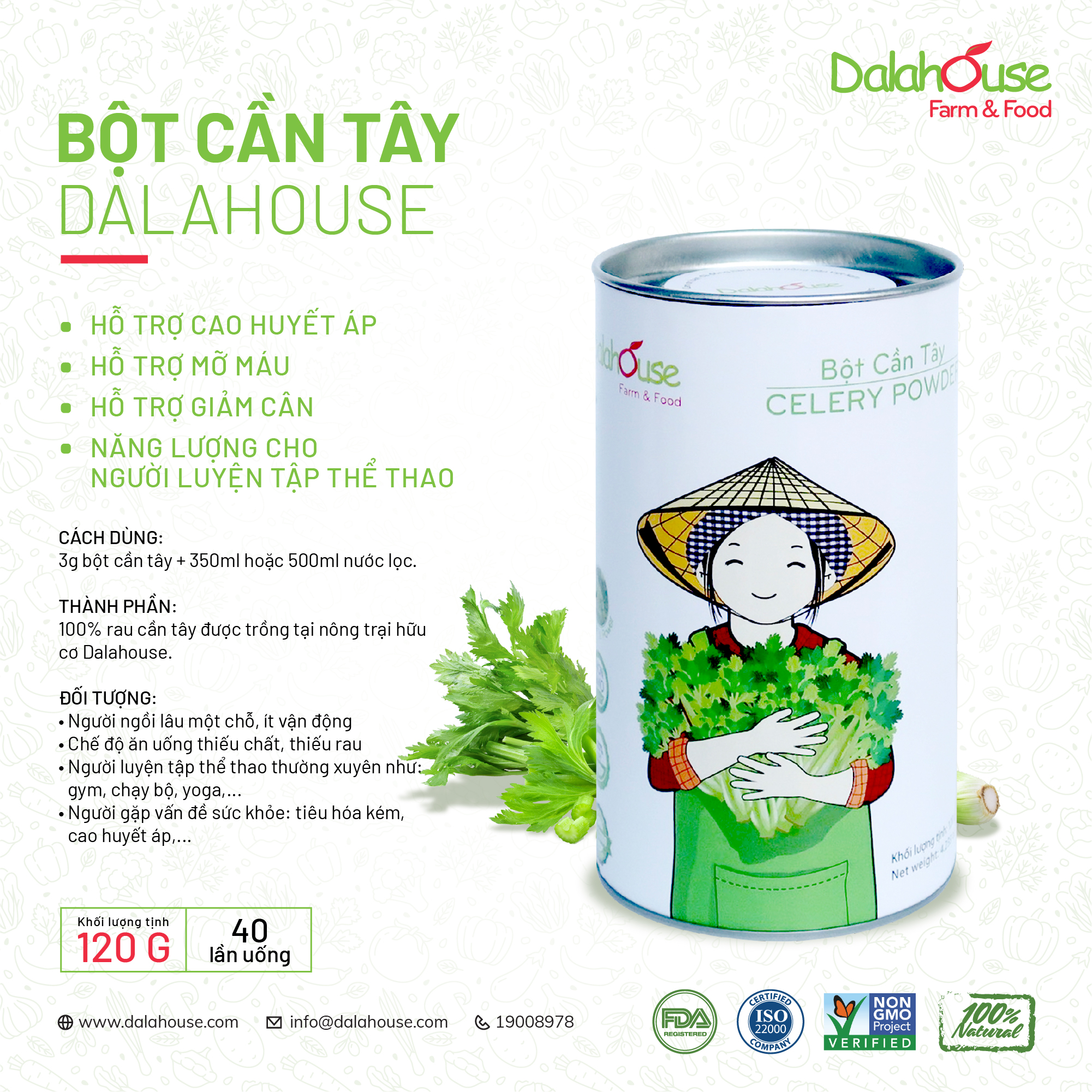 Bột cần tây sấy lạnh Dalahouse hộp 120g