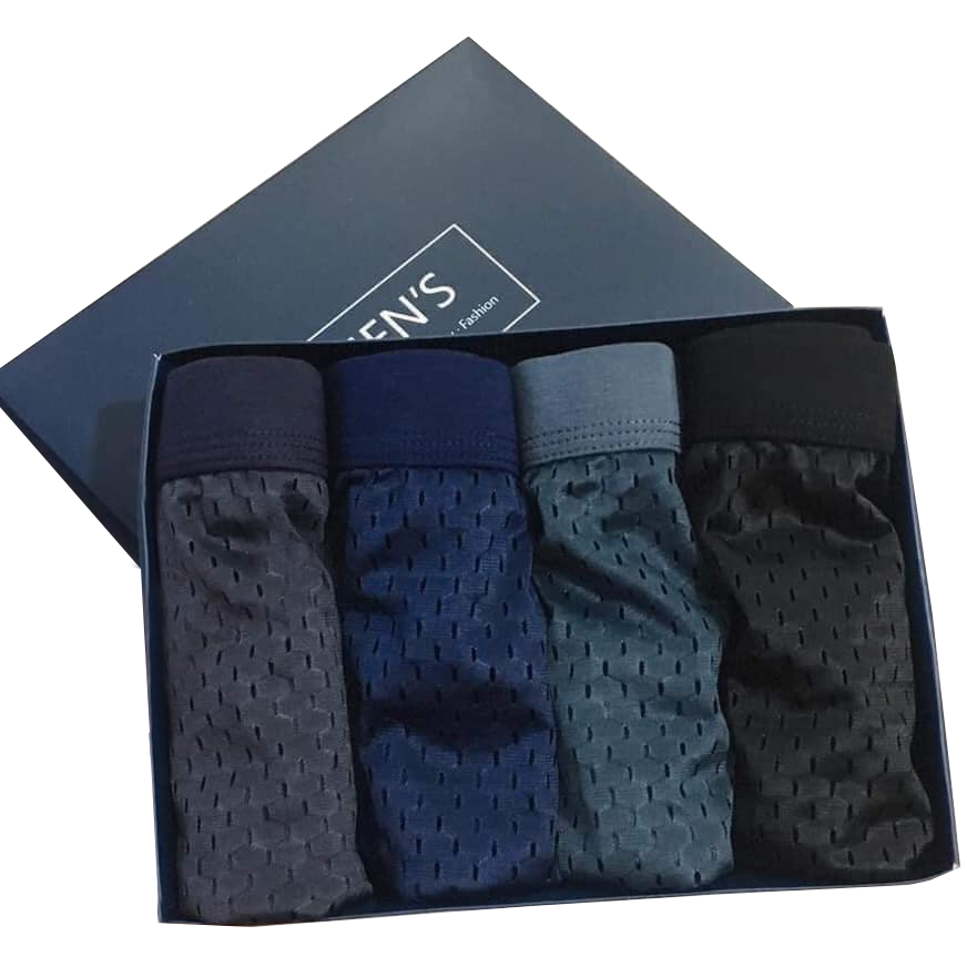 Hộp 4 quần sịp đùi boxer thông hơi cao cấp dành cho nam cạp to năng động nam tính