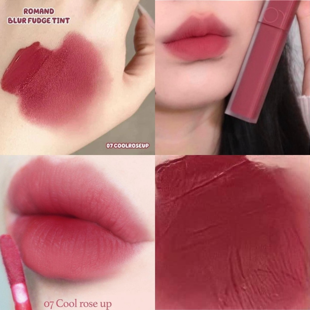 Son Romand Blur 07 Hồng mận , Son Kem Lì Romand Blur Fudge Tint Màu 07 CoolRoseUp