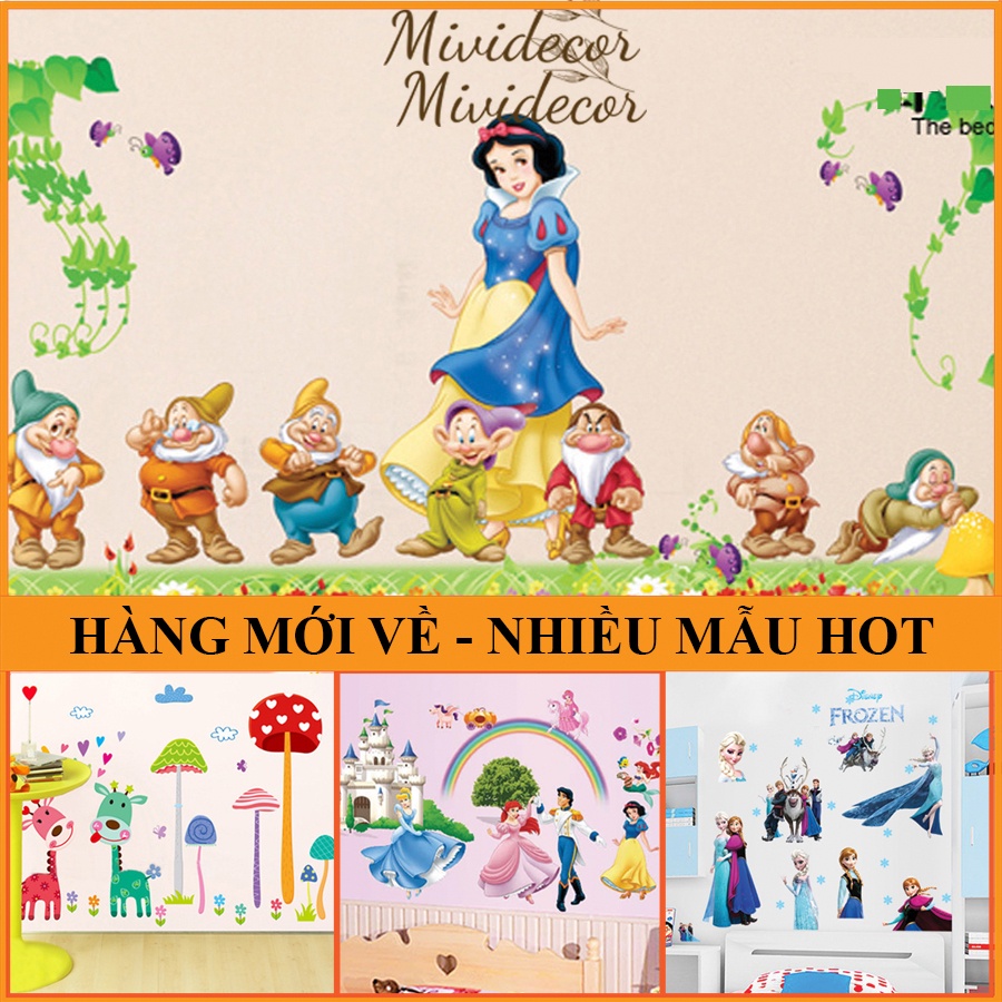 Decal dán tường bé gái decal Công chúa Elsa Anna Công chúa Disney tổng hợp đủ mẫu
