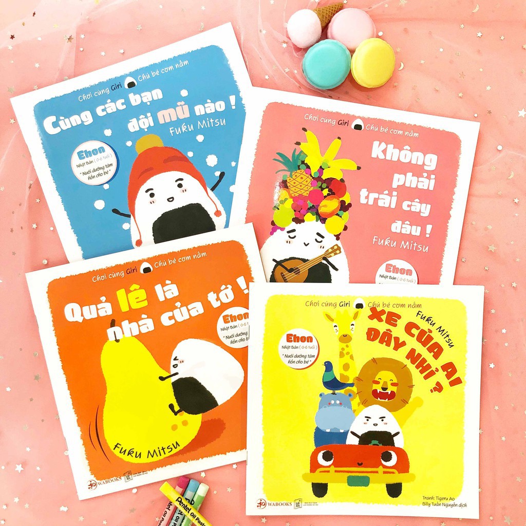 Sách ehon - combo 4 cuốn ehon giri 1 - chú bé cơm nắm phần 1 - ehon cho bé từ 0 - 6 tuổi