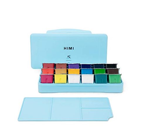 Bộ màu dạng thạch-Himi gouache 18 màu, 30ml/hũ màu