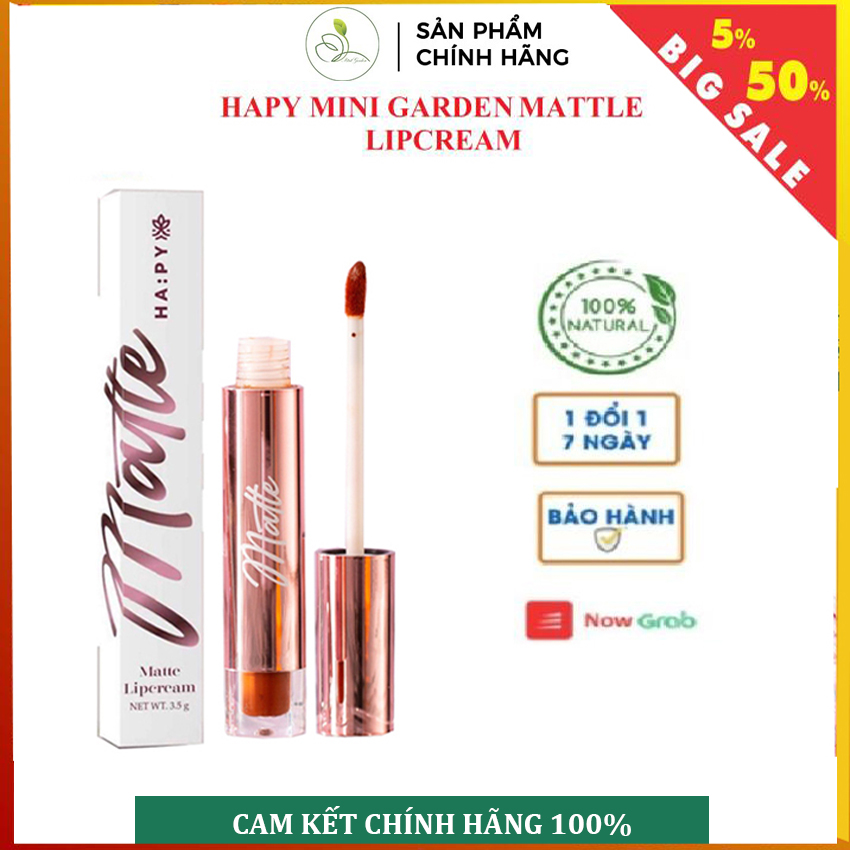 Son Hapy Mini Garden Mattle Lipcream son Hapy kem lì, bám màu lâu trôi 3.5ml - Phiên bản son Roses mẫu mới