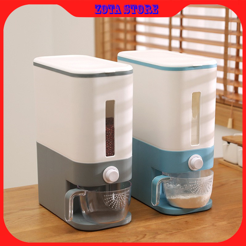 Thùng đựng gạo 12kg kèm cốc đong , thùng đựng gạo thông minh 12kg - thùng đựng gạo nắp bật chống ẩm mốc, côn trùng có kèm cốc đong vo gạo