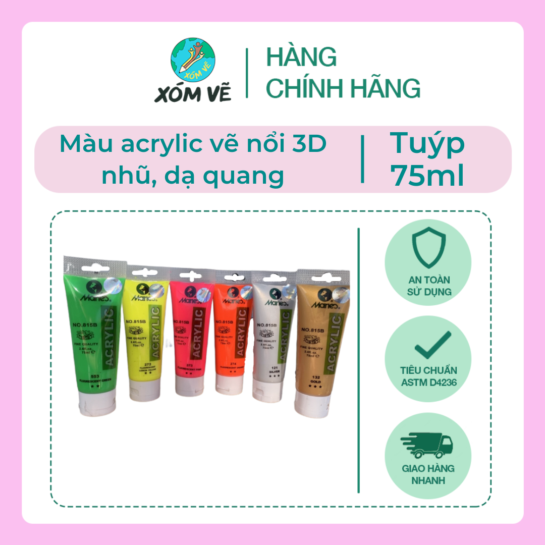 Màu Acrylic nhũ vẽ nổi 3D tuýp 75ml