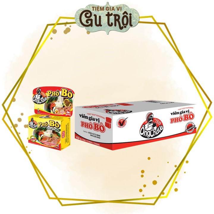 Thùng viên gia vị phở bò 75gram ông chà và 144 hộp thơm ngon tiện lợi siêu tiết kiệm cho quán ăn và nhà hàng