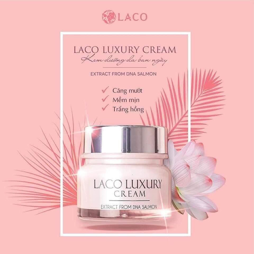 Kem Ngày Laco Luxury Cream-Tặng mặt nạ Amisilk Hàn Quốc dùng bao phê-Giúp Cấp Ẩm Dưỡng Trắng Da, Chống Nắng, Lên Tone 1.25-1.5 có thể làm kem trang điểm