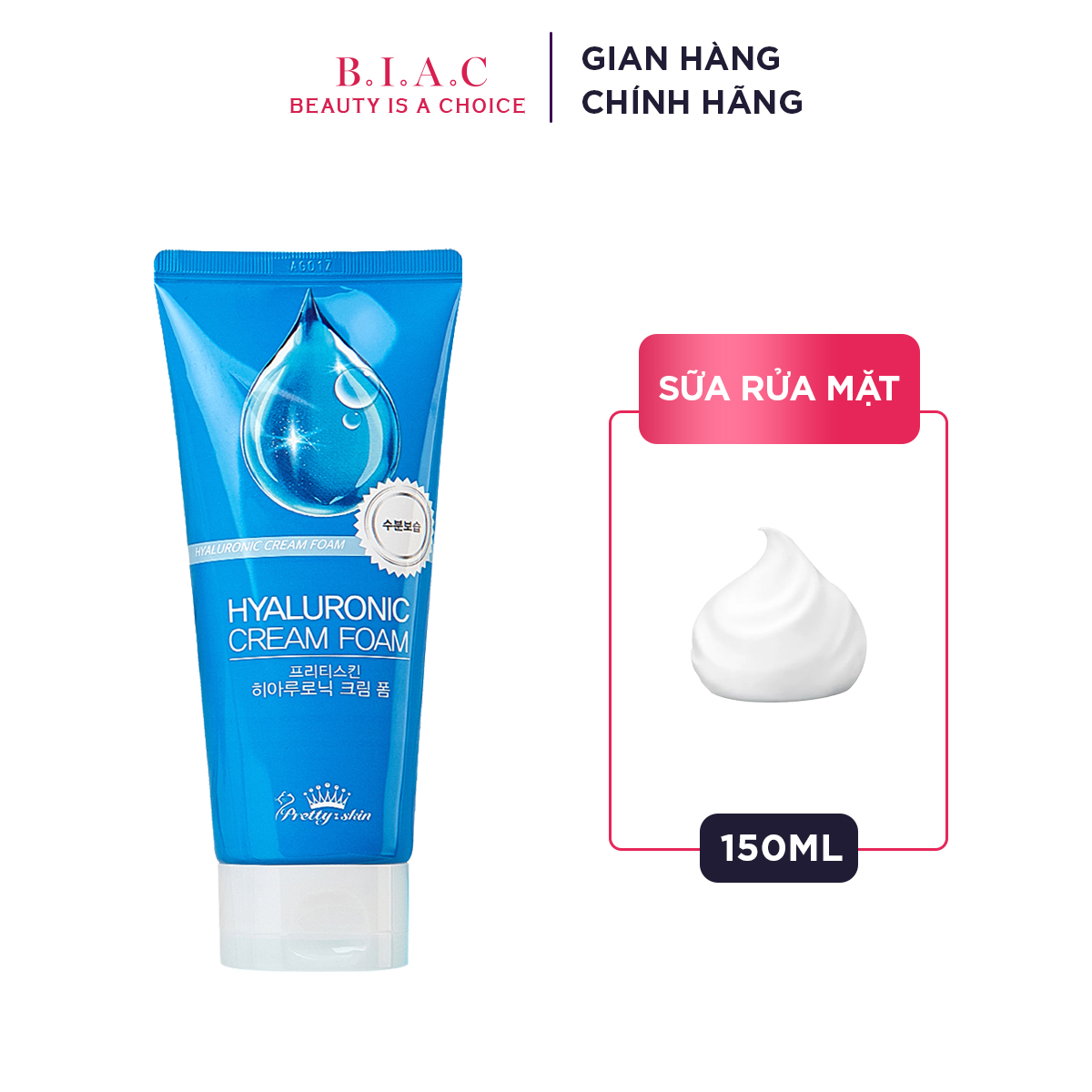 Sữa rửa mặt PrettySkin Hyaluronic Cream Foam 150ml