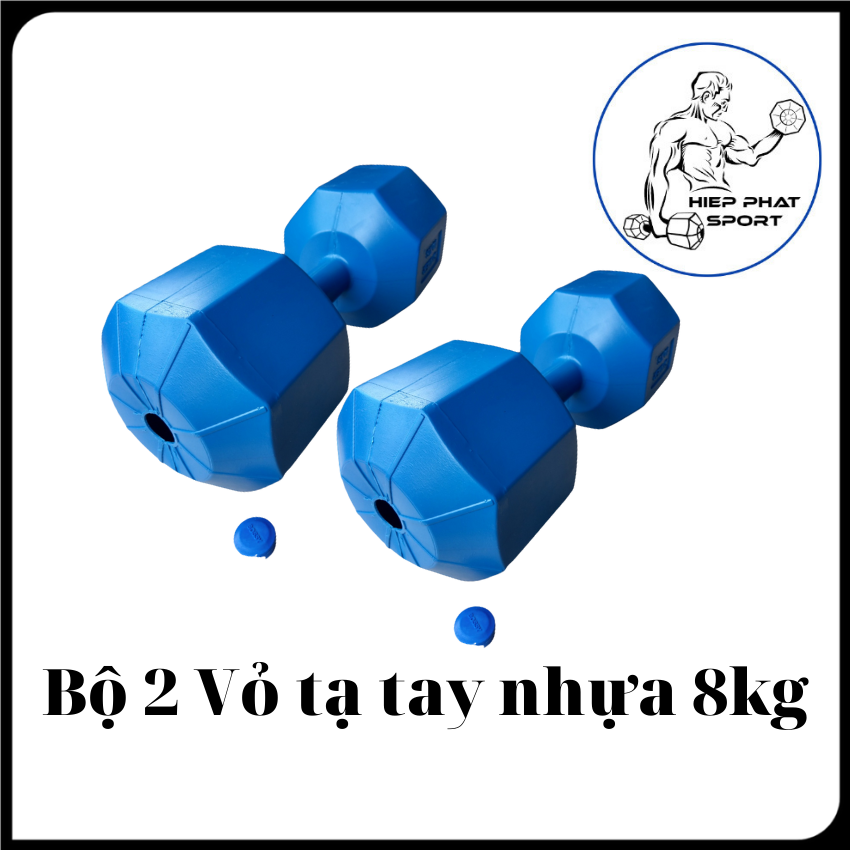Vỏ tạ 8kg (Bộ gồm 2 cái vỏ tạ tay nhựa 8kg bát giác chưa nhồi bê tông)