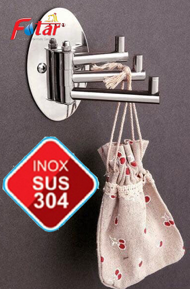 Móc treo quần áo bộ ba chia gắn tường bằng inox 304 trong nhà tắm