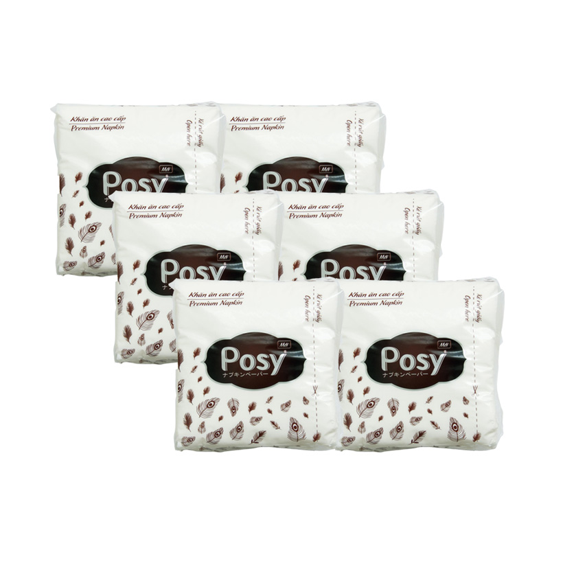 Combo 6 Gói  Khăn giấy ăn cao cấp Posy Premium 01 lớp 100 miếng/ gói