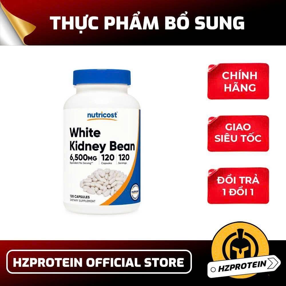 Nutricost White Kidney Bean Extract 6500mg - Bí Quyết Ăn Ngon Mà Không Lo Thừa Tinh Bột (120 VIên)