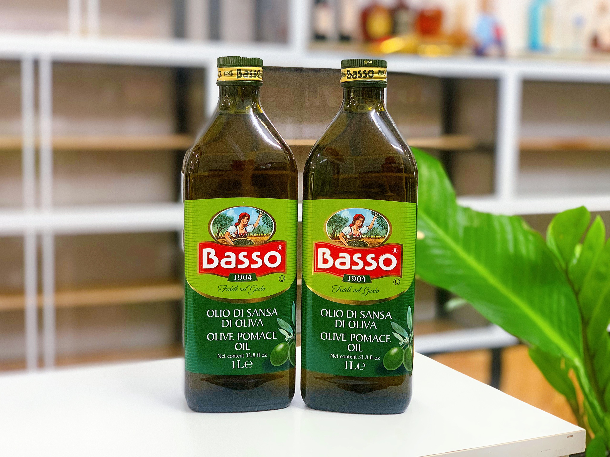 Dầu oliu BASSO Olive Pomace Oil chai thuỷ tinh 1LT siêu tiết kiệm