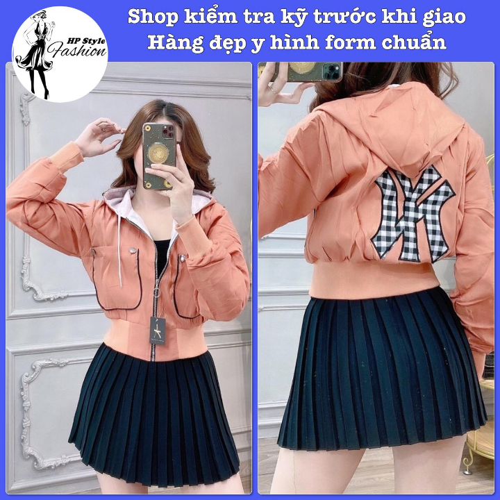 Áo khoác nữ phi xà cừ lụa có nón chống nắng túi rộng viền xinh