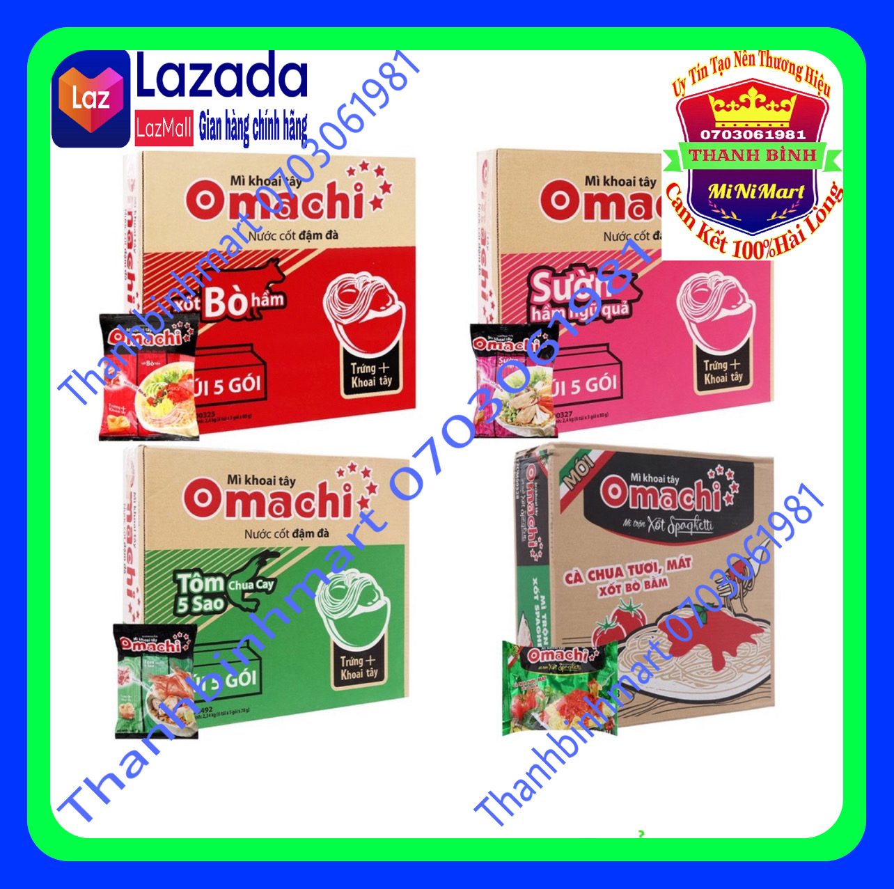 Mì Omachi sườn hầm ngũ quả / tôm chua cay/ bò hầm / mì trộn Thùng 30gói x80g