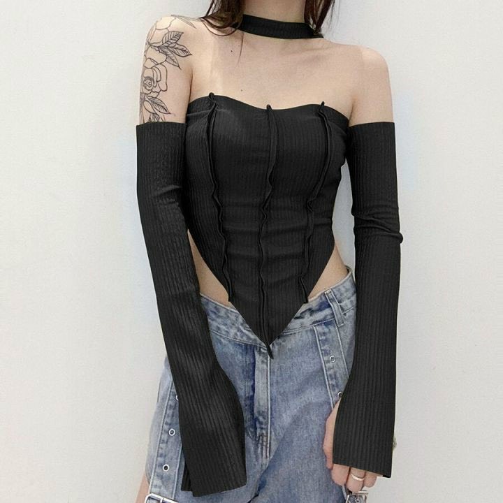 Áo Croptop Choàng Cổ Tay Dài (Hàng QC) A5239