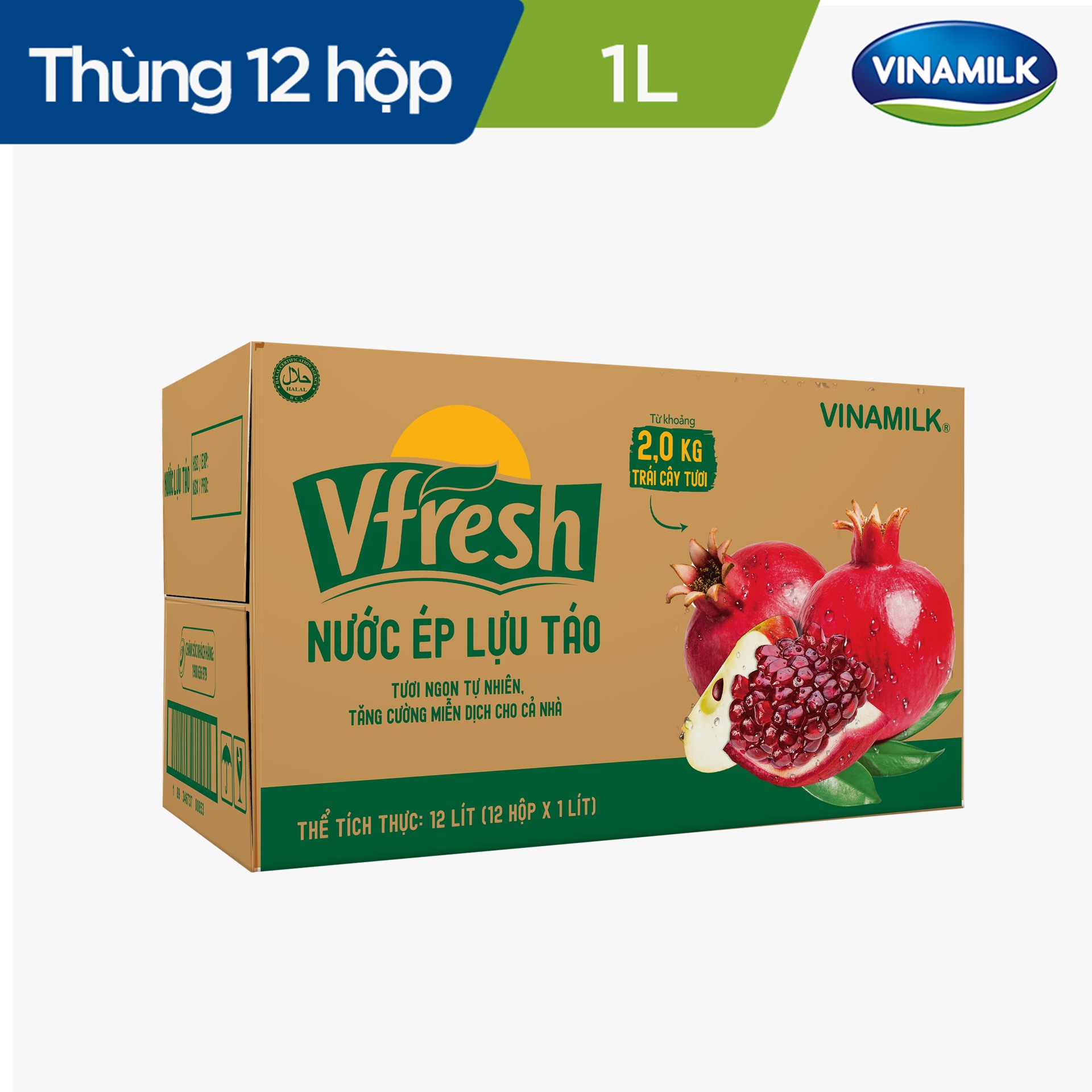 Thùng 12 Hộp Nước Trái Cây Cao Cấp Fruit Love Lựu Táo 1L