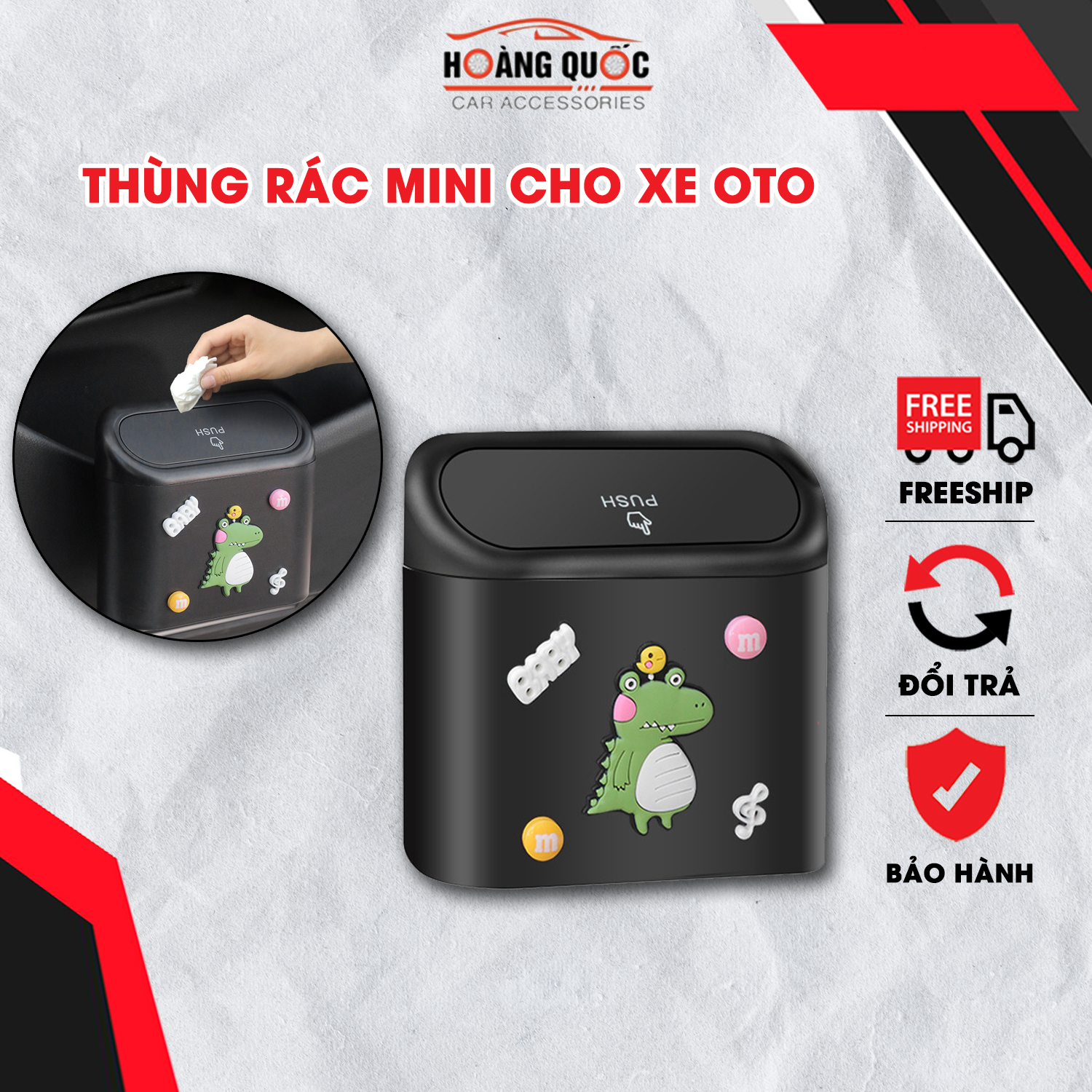 Thùng rác mini đa năng dùng trên xe ô tô, bàn học, bàn làm việc, hình ngộ nghĩnh đáng yêu