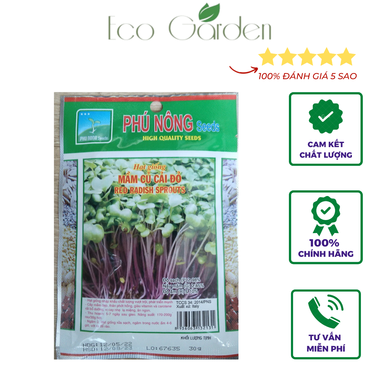 Hạt giống rau mầm củ cải đỏ phú nông - 30g