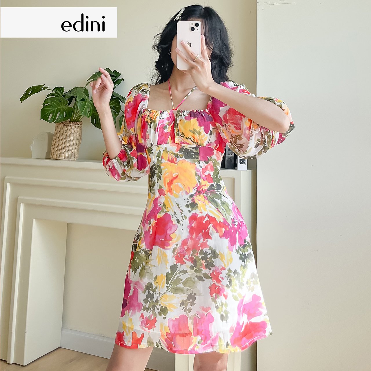 Đầm hoa tay lửng edini - d1498
