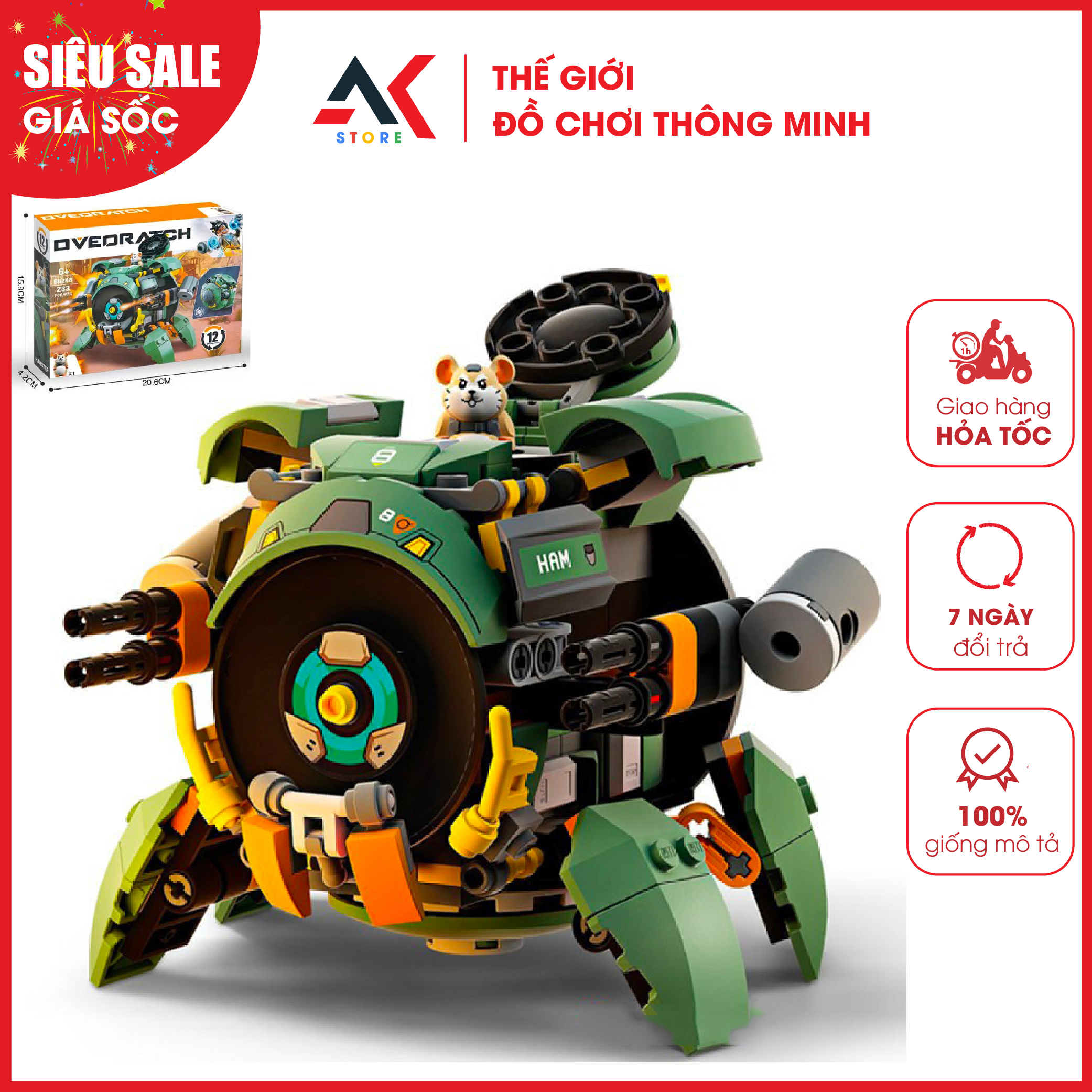 Đồ chơi lắp ráp overwatch mô hình wrecking ball 12in1 người sắt đội trưởng mỹ