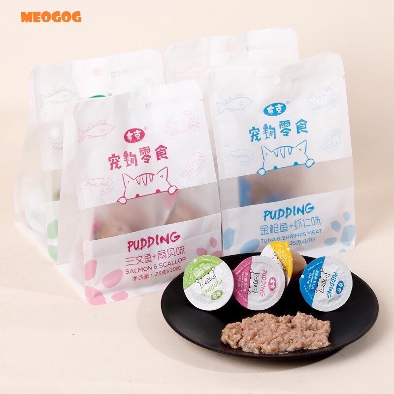 🐶🐱 thức ăn cho chó mèo pudding vị thịt bò cá ngừ meogog