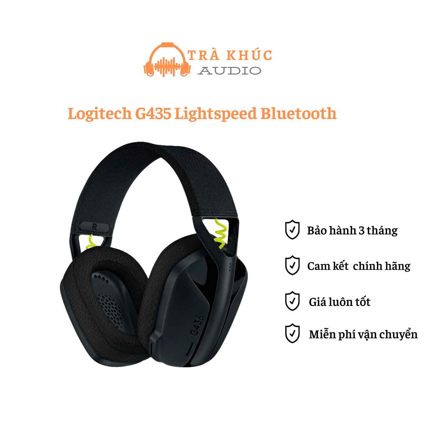 Logitech G435 Lightspeed Bluetooth Tai nghe chơi game không dây ( lưu ý : không có USB Recieve Lightspeed )