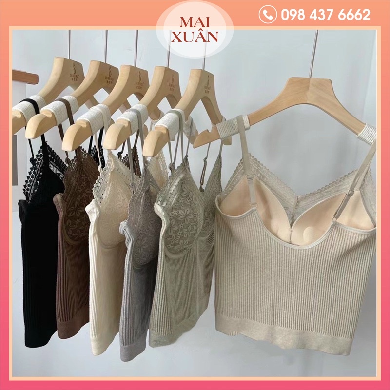 Áo bra thun tăm viền ren có mút ngực cao cấp - kho sỉ mai xuân