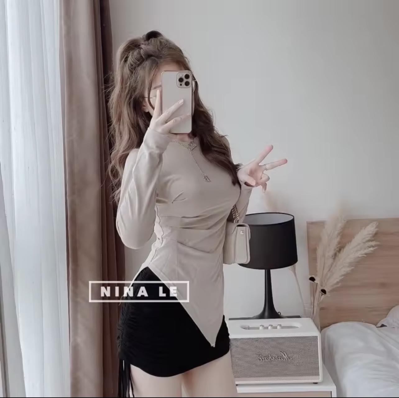 Áo Thun Nữ, Áo Kiểu Nữ, Tà Chéo, Dây Cột eo, Tay Dài, Vải Gân Co Giãn Tốt, Ôm Body mềm mịn mát, phối đồ siêu xinh, đi cafe, đi chơi đều xinh