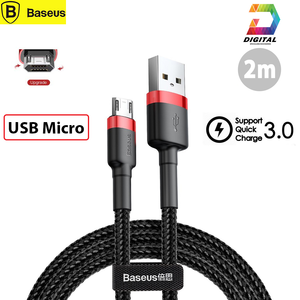 Cáp sạc nhanh dài 2 mét baseus cafule cổng micro usb chính hãng