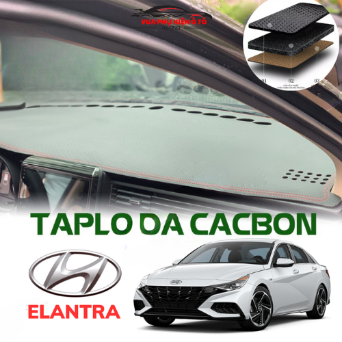 Thảm taplo elantra 2016-2022, taplo da vân cacbon