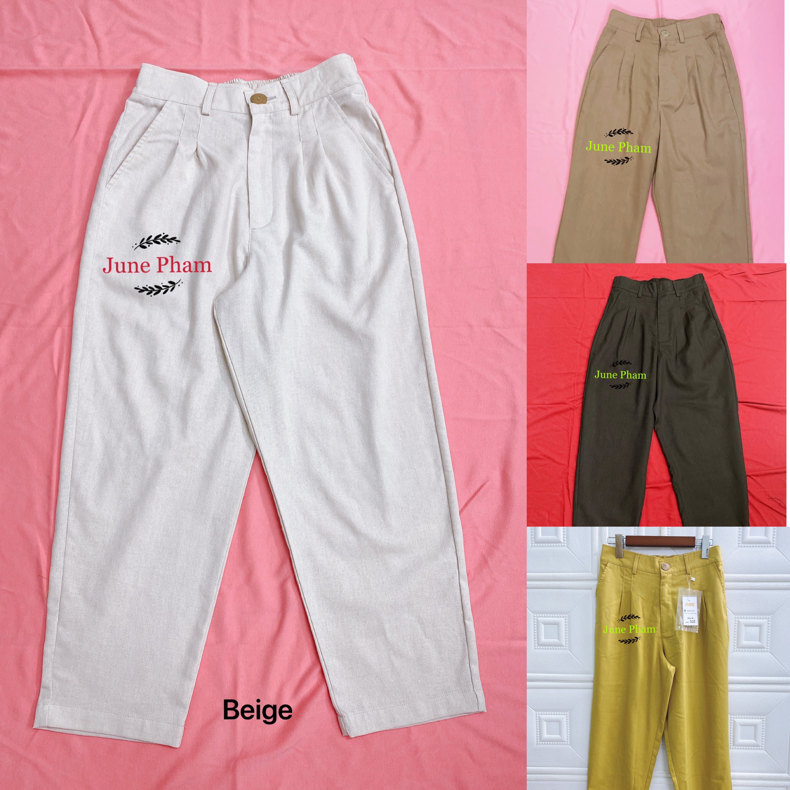 June linen q11. quần baggy nữ linen. nhiều màu. bigsize. hình thật.