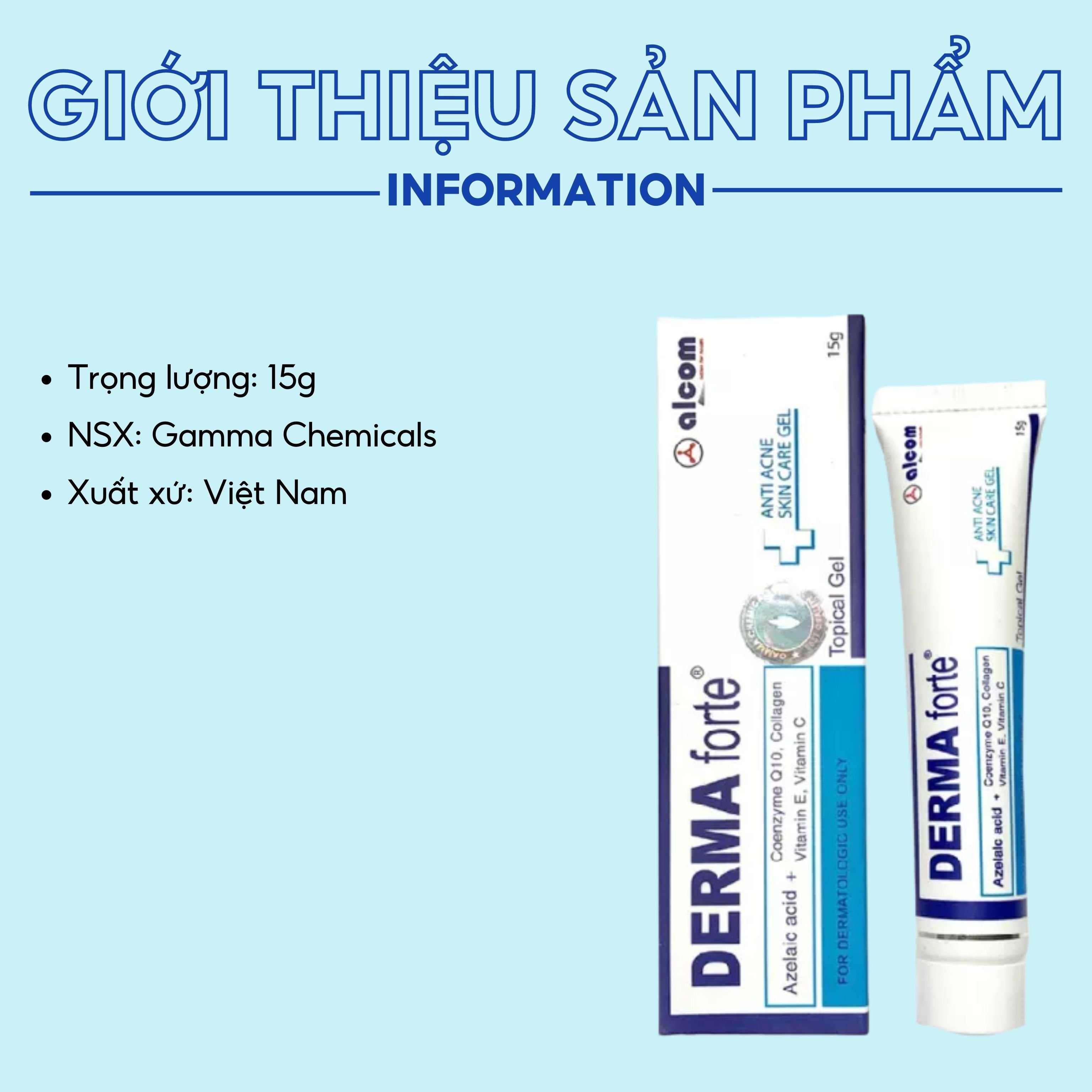Kem làm giảm mụn ẩn, trứng cá, đầu đen, làm mềm và làm mờ sẹo -derma forte 15g