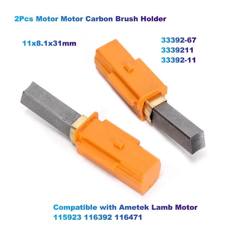2 cái Giá đỡ chổi than động cơ 833392-67 3339211 33392-11 (11x8.1x31mm) tương thích với động cơ Ametek Lamb 115923 116392 11